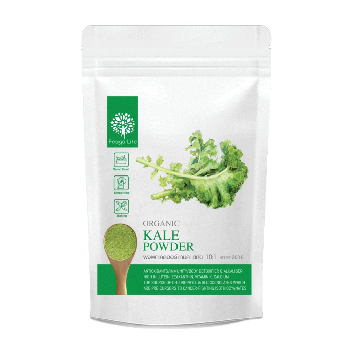 ผงผักเคล ออร์แกนิค เข้มข้น 10x KALE POWDER ผง Superfood ยี่ห้อ Feaga Life 200 กรัม